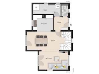 Massivhaus Bauhaus Birkensee von Febro Massivhaus Schlüsselfertig ab 258500€, Cubushaus Grundriss 1