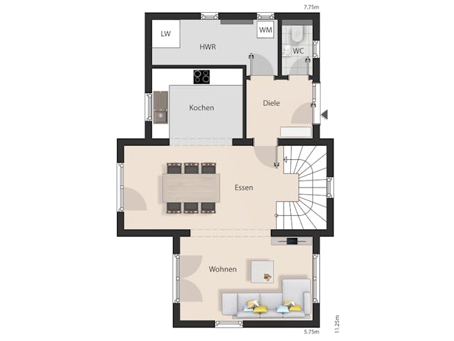 Massivhaus Bauhaus Birkensee von Febro Massivhaus Schlüsselfertig ab 258500€, Cubushaus Grundriss 1 Massivhaus Bauhaus Birkensee von Febro Massivhaus Schlüsselfertig ab 258500€, Cubushaus Grundriss 1