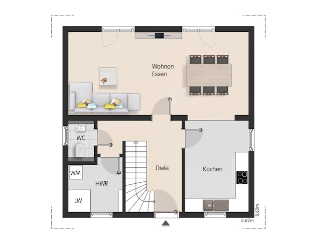 Massivhaus Stadtvilla Brandenburg von Febro Massivhaus Schlüsselfertig ab 255800€, Stadtvilla Grundriss 1
