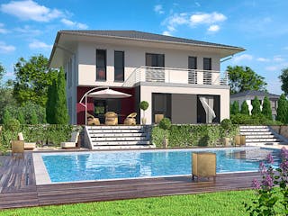 Massivhaus Stadtvilla Bremen von Febro Massivhaus Schlüsselfertig ab 371700€, Stadtvilla Außenansicht 3