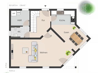 Massivhaus Einfamilienhaus Edersee von Febro Massivhaus Schlüsselfertig ab 271800€, Satteldach-Klassiker Grundriss 1