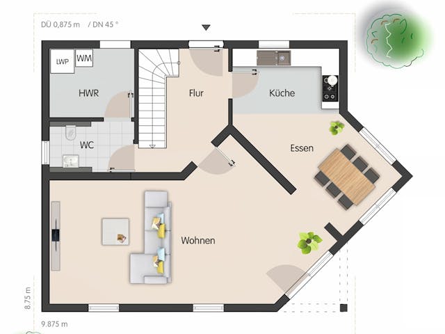 Massivhaus Einfamilienhaus Edersee von Febro Massivhaus Schlüsselfertig ab 271800€, Satteldach-Klassiker Grundriss 1