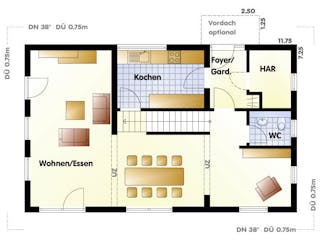 Massivhaus Architektenhaus Greifensee von Febro Massivhaus Schlüsselfertig ab 287600€, Satteldach-Klassiker Grundriss 1