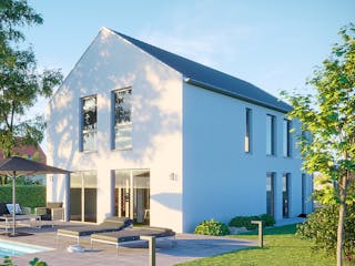 Massivhaus Architektenhaus Heiligenseee von Febro Massivhaus Schlüsselfertig ab 304300€, Satteldach-Klassiker Außenansicht 3