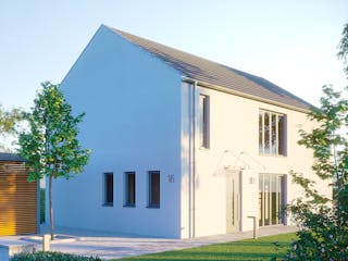 Massivhaus Architektenhaus Heiligenseee von Febro Massivhaus Schlüsselfertig ab 304300€, Satteldach-Klassiker Außenansicht 4