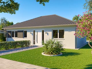 Massivhaus Bungalow Nauen von Febro Massivhaus Schlüsselfertig ab 233100€, Bungalow Außenansicht 2