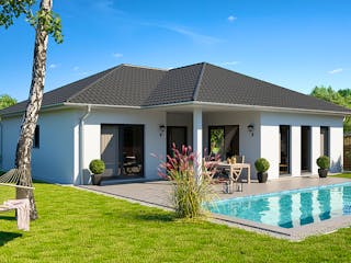 Massivhaus Bungalow Nauen von Febro Massivhaus Schlüsselfertig ab 233100€, Bungalow Außenansicht 4