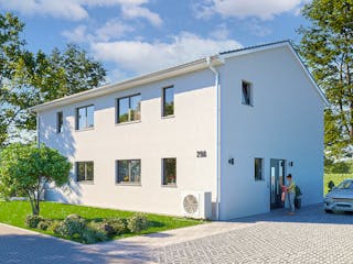 Massivhaus Doppelhaus Naunhof von Febro Massivhaus Schlüsselfertig ab 266400€, Satteldach-Klassiker Außenansicht 2
