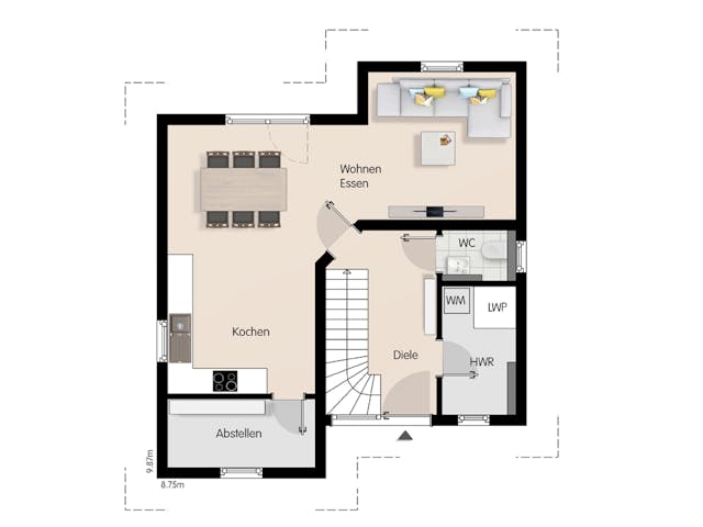 Massivhaus Stadtvilla Padua von Febro Massivhaus Schlüsselfertig ab 259000€, Stadtvilla Grundriss 1