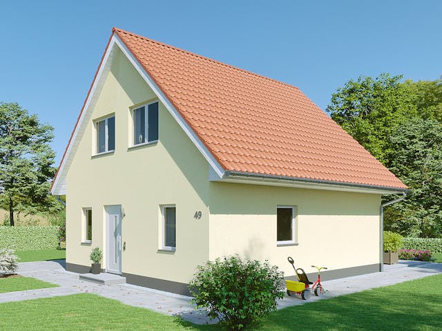 Massivhaus Einfamilienhaus Riesa von Febro Massivhaus Schlüsselfertig ab 218500€, Satteldach-Klassiker Außenansicht 1 Massivhaus Einfamilienhaus Riesa von Febro Massivhaus Schlüsselfertig ab 218500€, Satteldach-Klassiker Außenansicht 1