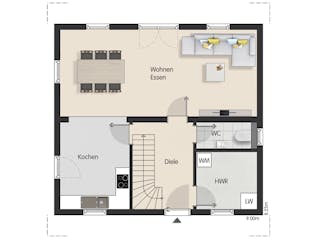 Massivhaus Einfamilienhaus Schwerin von Febro Massivhaus Schlüsselfertig ab 229500€, Satteldach-Klassiker Grundriss 1