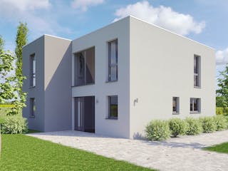 Massivhaus Bauhaus Wannsee von Febro Massivhaus Schlüsselfertig ab 287900€, Cubushaus Außenansicht 3