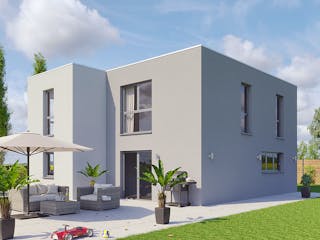 Massivhaus Bauhaus Wannsee von Febro Massivhaus Schlüsselfertig ab 287900€, Cubushaus Außenansicht 4