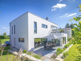 Fertighaus Bauhaus 190 von FischerHaus Schlüsselfertig ab 601920€, Cubushaus Außenansicht 1