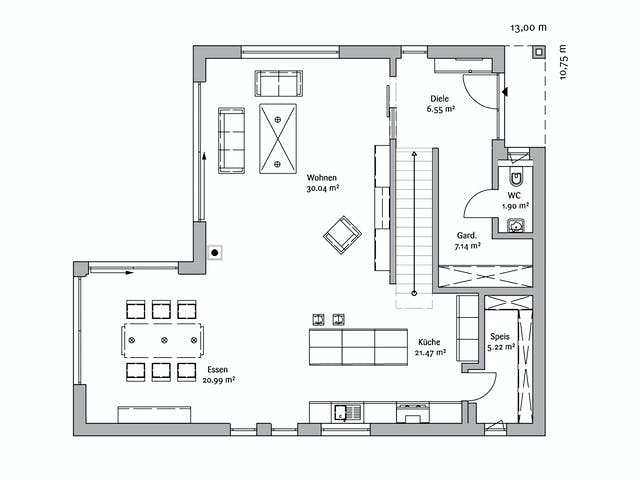 Fertighaus Bauhaus 190 von FischerHaus Schlüsselfertig ab 601920€, Cubushaus Grundriss 1