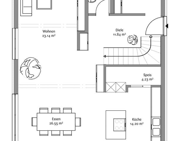 Fertighaus Klassisch 156 von FischerHaus Schlüsselfertig ab 453024€, Satteldach-Klassiker Grundriss 1