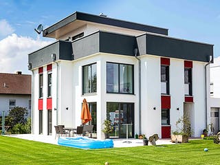 Fertighaus Bauhaus 175 von FischerHaus Schlüsselfertig ab 544685€, Cubushaus Außenansicht 1