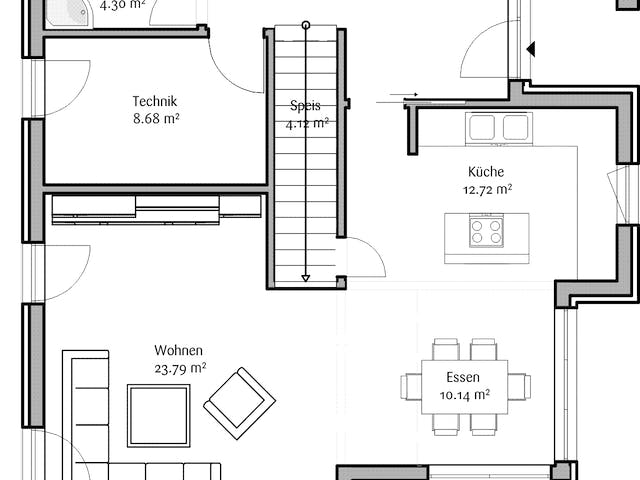 Fertighaus Bauhaus 175 von FischerHaus Schlüsselfertig ab 544685€, Cubushaus Grundriss 1