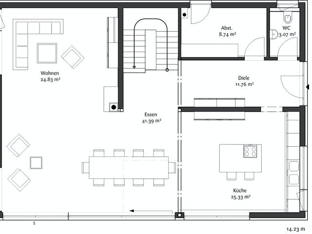 Fertighaus Bauhaus 221 von FischerHaus Schlüsselfertig ab 578156€, Cubushaus Grundriss 1