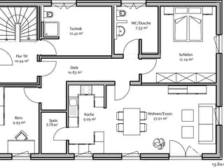 Fertighaus Klassisch 212 von FischerHaus Schlüsselfertig ab 615648€, Satteldach-Klassiker Grundriss 1