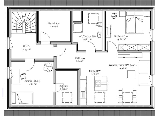 Fertighaus Klassisch 212 von FischerHaus Schlüsselfertig ab 615648€, Satteldach-Klassiker Grundriss 2