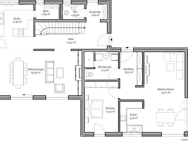 Fertighaus Modern 191 von FischerHaus Schlüsselfertig ab 624893€, Satteldach-Klassiker Grundriss 1