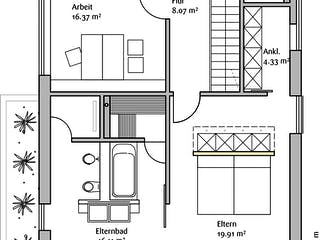 Fertighaus Musterhaus GenerationX von FischerHaus Schlüsselfertig ab 358342€, Satteldach-Klassiker Grundriss 2