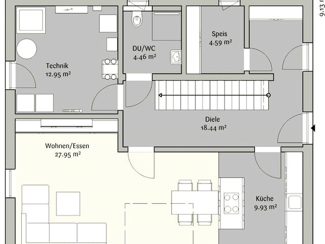 Fertighaus Modern 145 von FischerHaus Schlüsselfertig ab 435521€, Satteldach-Klassiker Grundriss 1