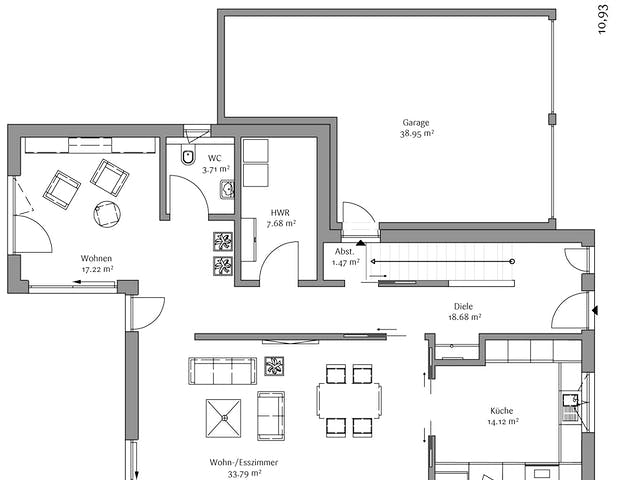 Fertighaus Modern 178 von FischerHaus Schlüsselfertig ab 516912€, Satteldach-Klassiker Grundriss 1