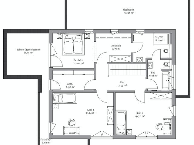 Fertighaus Modern 178 von FischerHaus Schlüsselfertig ab 516912€, Satteldach-Klassiker Grundriss 2