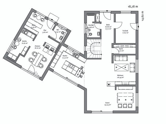 Fertighaus Modern 240 von FischerHaus Schlüsselfertig ab 696960€, Pultdachhaus Grundriss 1