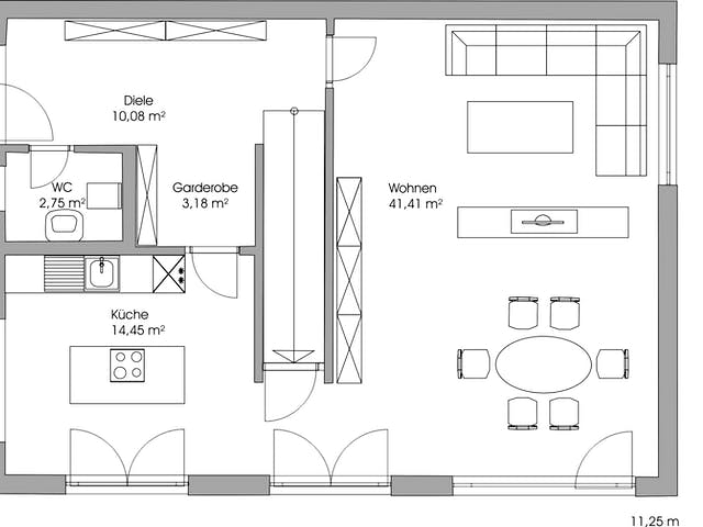 Fertighaus Modern 173 von FischerHaus Schlüsselfertig ab 502392€, Cubushaus Grundriss 1