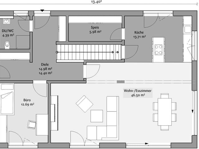 Fertighaus Stadtvilla 212 von FischerHaus Schlüsselfertig ab 552675€, Stadtvilla Grundriss 1