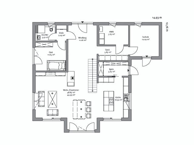 Fertighaus Stadtvilla 247 von FischerHaus Schlüsselfertig ab 602368€, Stadtvilla Grundriss 1