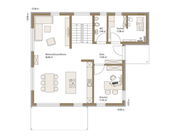 Fertighaus MH Mannheim - UrbanLife von Fertighaus WEISS Schlüsselfertig ab 466291€, Stadtvilla Grundriss 1