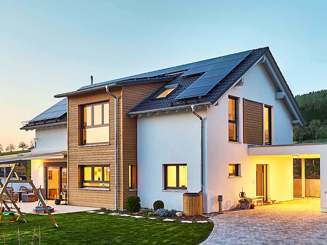 Fertighaus Haus Hauser von Fertighaus WEISS Schlüsselfertig ab 481630€, Satteldach-Klassiker Außenansicht 1 Fertighaus Haus Hauser von Fertighaus WEISS Schlüsselfertig ab 481630€, Satteldach-Klassiker Außenansicht 1