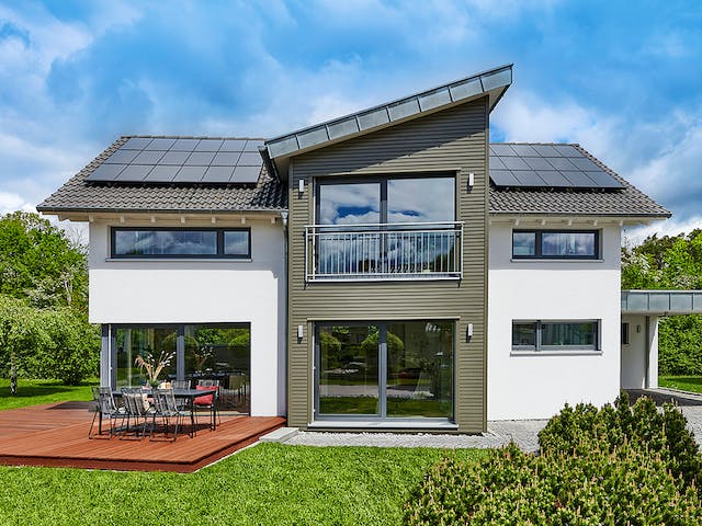 Fertighaus MH Erlangen von WEISS Holzhaus Schlüsselfertig ab 478098€, Satteldach-Klassiker Außenansicht 3
