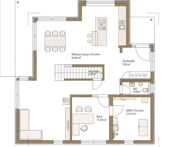 Fertighaus MH Fellbach - RELAX von Fertighaus WEISS Schlüsselfertig ab 527773€, Satteldach-Klassiker Grundriss 1