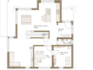 Fertighaus MH Fellbach - RELAX von Fertighaus WEISS Schlüsselfertig ab 548884€, Satteldach-Klassiker Grundriss 1