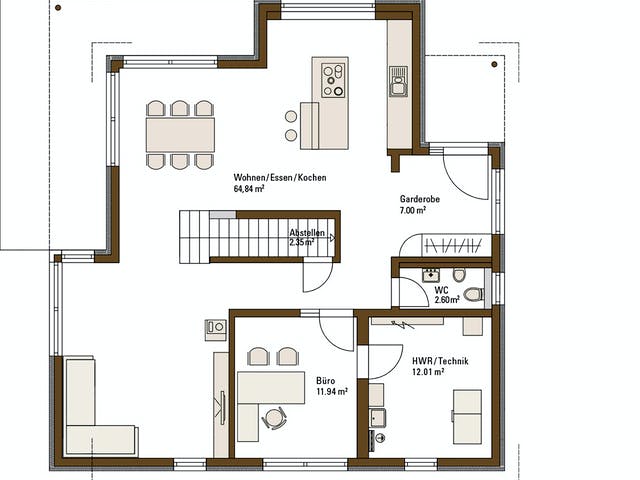 Fertighaus MH Fellbach - RELAX von WEISS Holzhaus Schlüsselfertig ab 516412€, Satteldach-Klassiker Grundriss 1