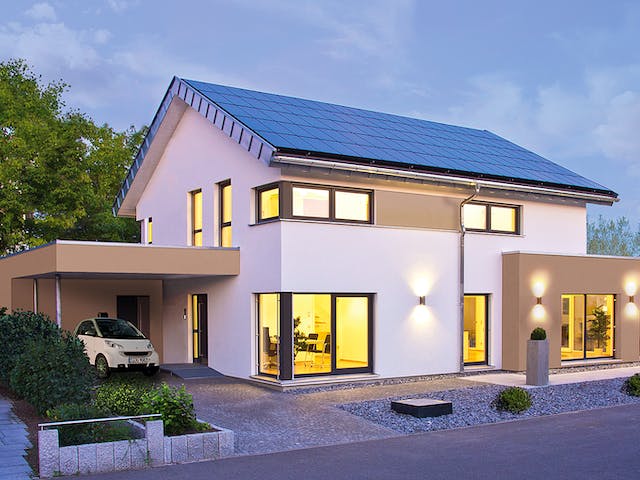 Fertighaus MH Mannheim - FUTURE von WEISS Holzhaus Schlüsselfertig ab 539252€, Satteldach-Klassiker Außenansicht 1