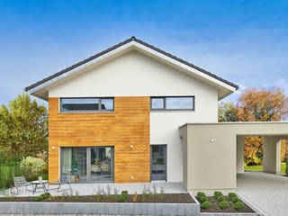 Fertighaus MH Poing - Balance von WEISS Holzhaus Schlüsselfertig ab 515394€, Satteldach-Klassiker Außenansicht 2