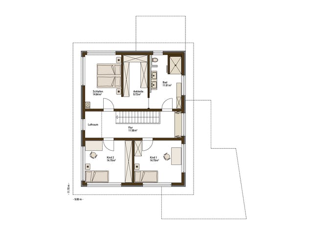 Fertighaus MH Poing - Balance von WEISS Holzhaus Schlüsselfertig ab 515394€, Satteldach-Klassiker Grundriss 2