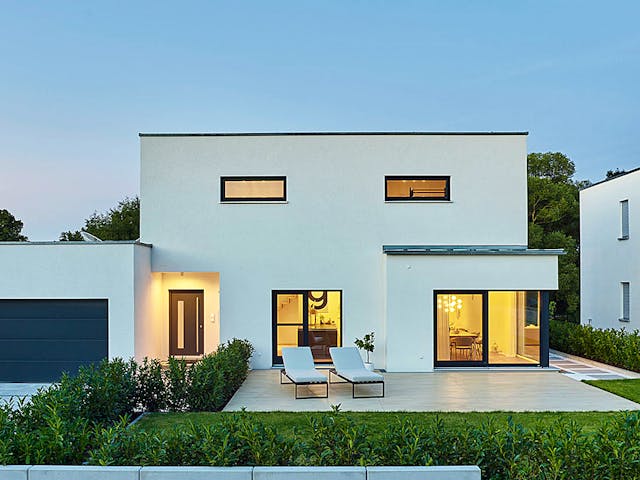 Fertighaus Haus Rohr von Fertighaus WEISS Schlüsselfertig ab 481076€, Cubushaus Außenansicht 1