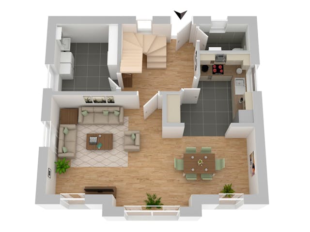 Massivhaus Stadthaus Kiel von FIBAV Massivhaus, Satteldach-Klassiker Grundriss 1