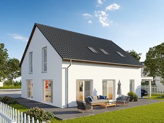 Massivhaus Stadthaus Münster von FIBAV Massivhaus, Satteldach-Klassiker Außenansicht 1