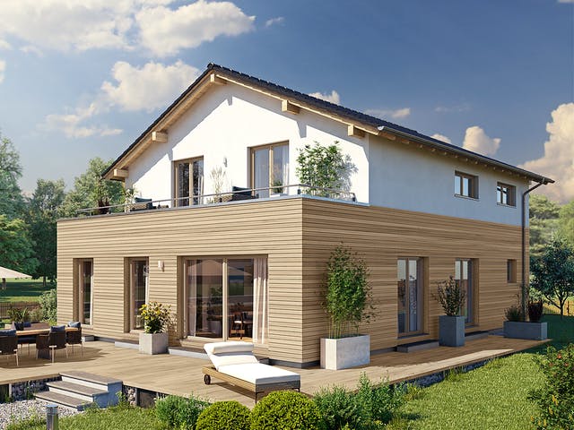 Fertighaus ARTIS 350 S215 von FingerHaus Schlüsselfertig ab 426441€, Satteldach-Klassiker Außenansicht 1 Fertighaus ARTIS 350 S215 von FingerHaus Schlüsselfertig ab 426441€, Satteldach-Klassiker Außenansicht 1