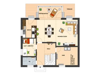 Fertighaus MEDLEY 3.0 410 B S130 WG von FingerHaus Schlüsselfertig ab 411537€, Satteldach-Klassiker Grundriss 1