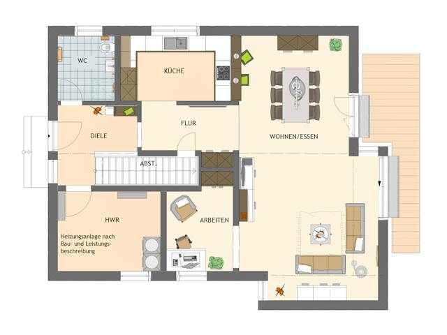 Fertighaus NEO 311 ek5 von FingerHaus Schlüsselfertig ab 397649€, Satteldach-Klassiker Grundriss 1