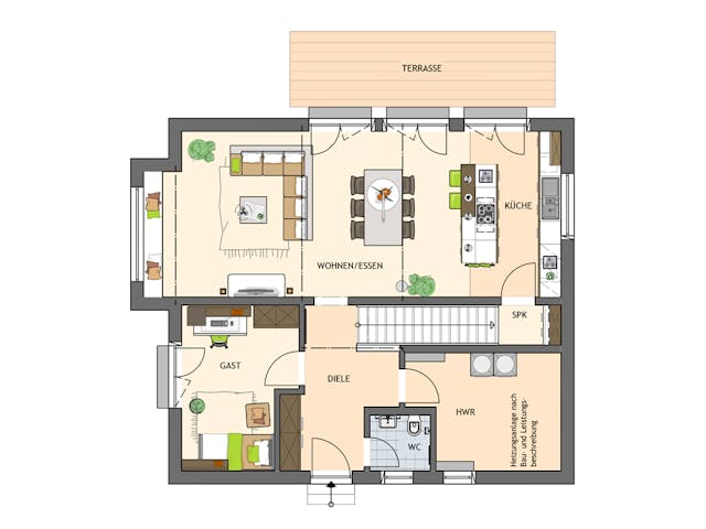 Fertighaus SENTO 400 A S130 von FingerHaus Schlüsselfertig ab 373236€, Satteldach-Klassiker Grundriss 1